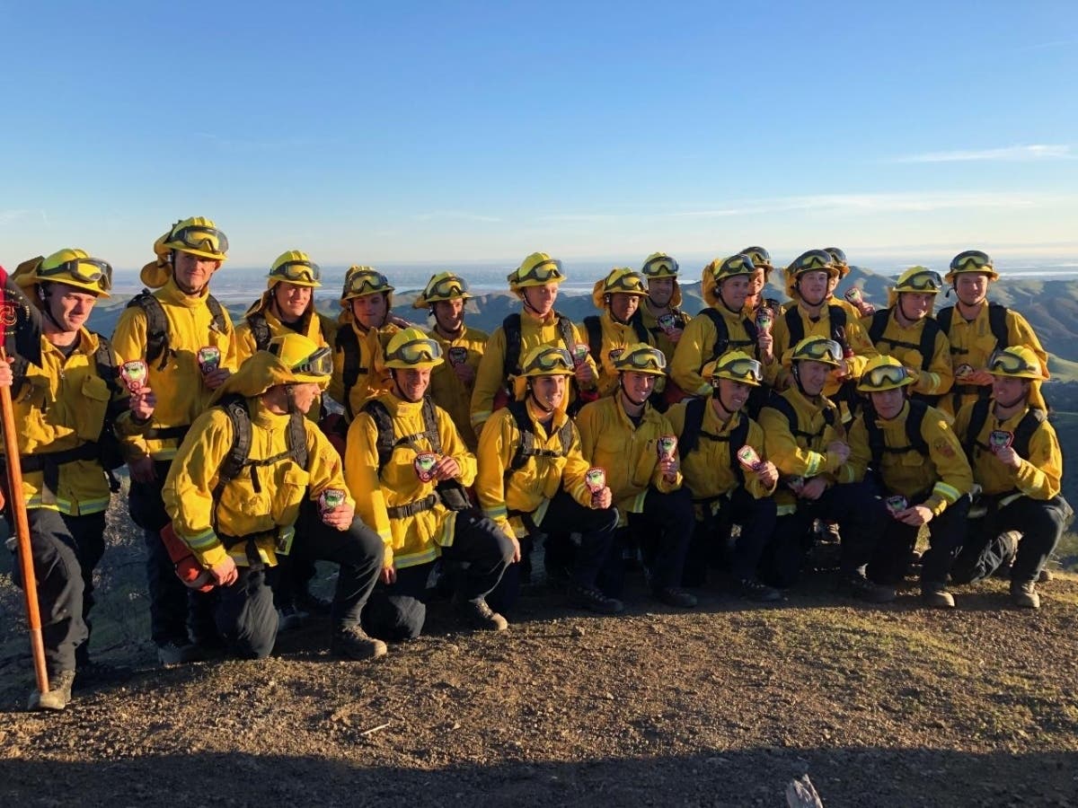 Con Fire firefighter academy recruits atop Mt. Diablo, after a six-mile hike in full firefighting gear.