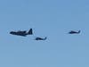 Military flyover with a HC-130J Combat King II aircraft, and two rescue helicopters, Castro Valley, Calif.