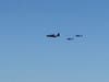 Military flyover with a HC-130J Combat King II aircraft, and two rescue helicopters, Castro Valley, Calif.