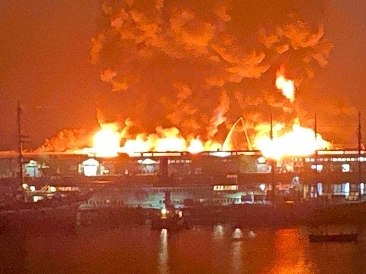 This 4-alarm fire destroyed crabbing gear.