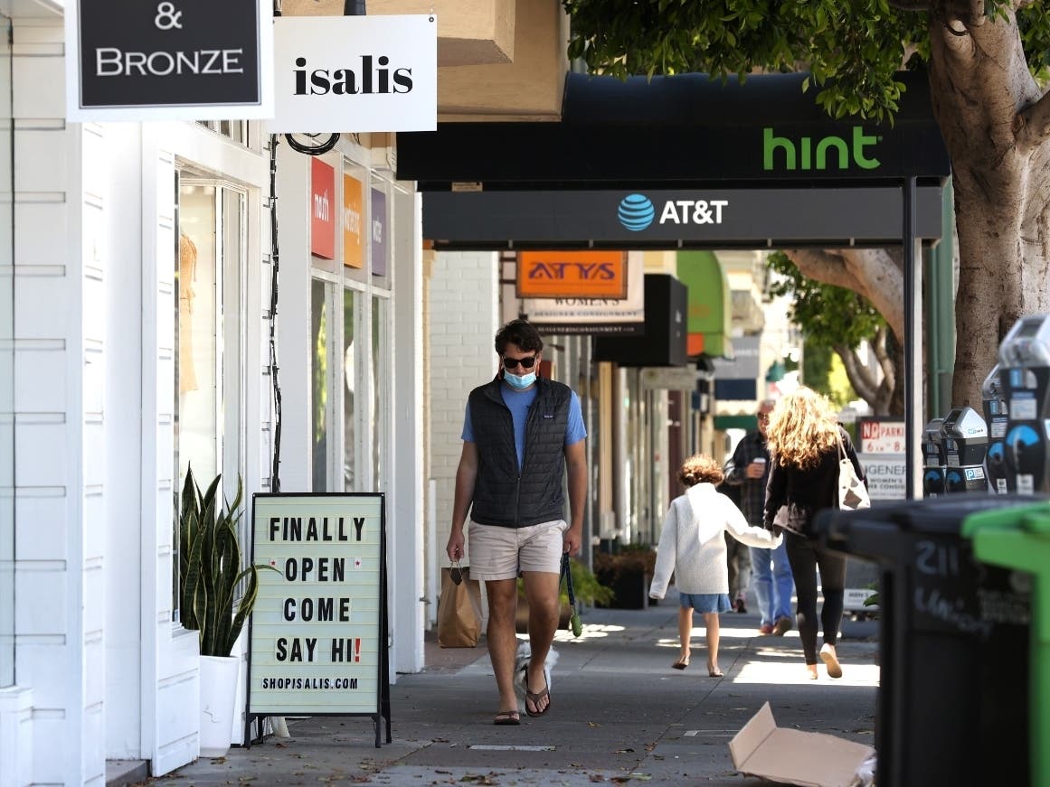 Local businesses, like these in San Francisco, are reopening.