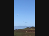 Hang gliders line up over Fort Funston, San Francisco, Calif.