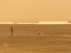 Smoky skies at Ocean Beach, San Francisco.