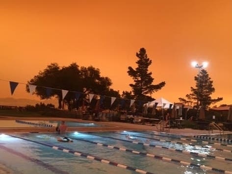 Smoke from California wildfires turned the sky orange on Sept. 9, 2020 in Piedmont, Calif.