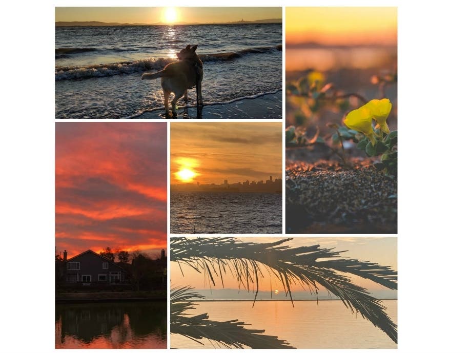 5 photos of sunsets, Alameda, Calif.