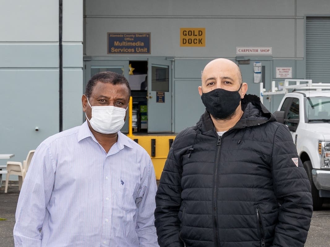 Alameda County Sheriff's Office employees Riad Cherifi and Dagnu Bezu.