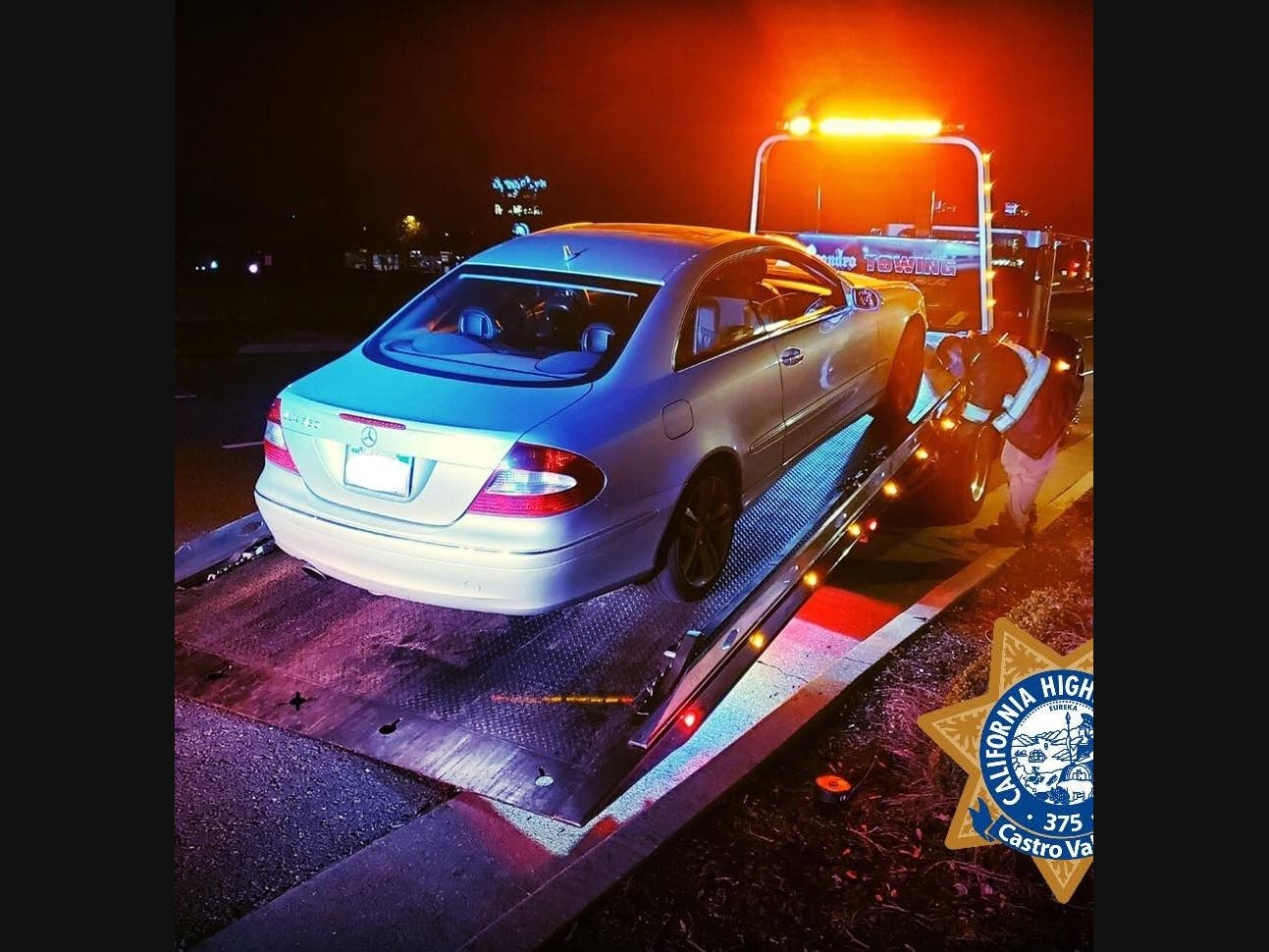 This Mercedes was clocked going 141 MPH on I-580.