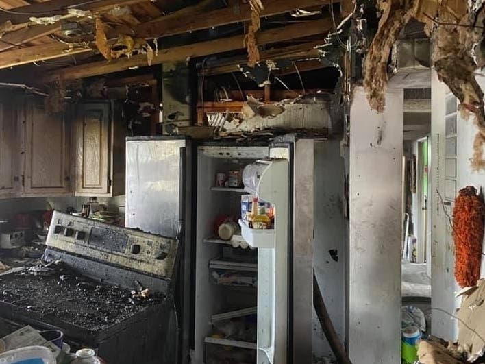 Both the fire, and firefighting efforts, left a mess.