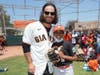 Giants shortstop Brandon Crawford at Gilman Playground Baseball Field dedication ceremony. 