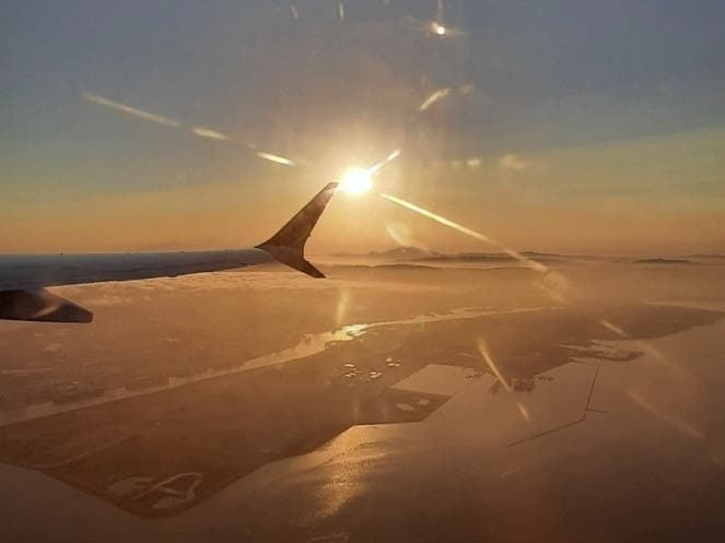Alameda from the air as the sun rises.
