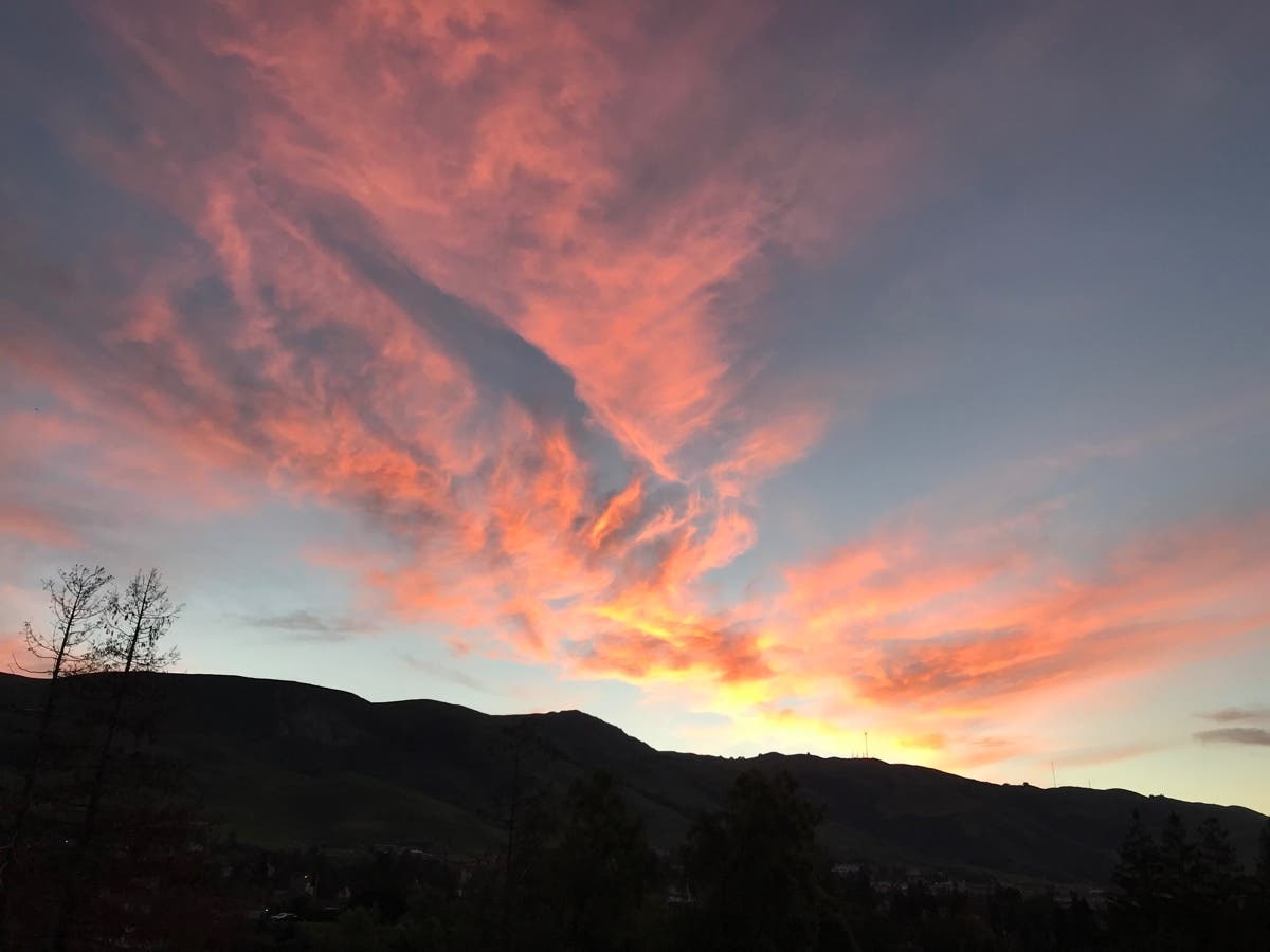 Painted clouds over Mission Peak, Fremont, Calif.