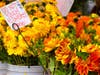 Flowers for sale at the farmers market, San Francisco, Calif.