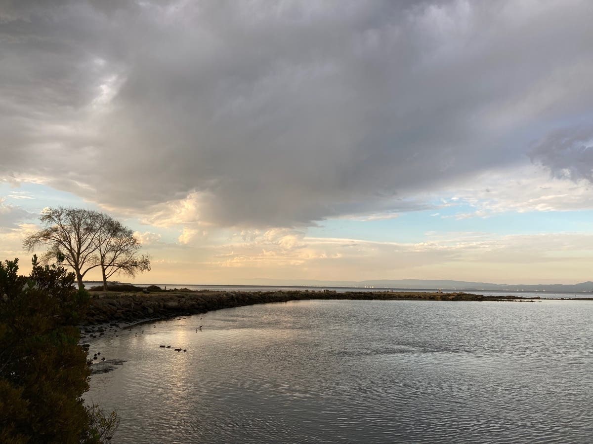 Rain clouds over Crown Harbor, Alameda, Calif.