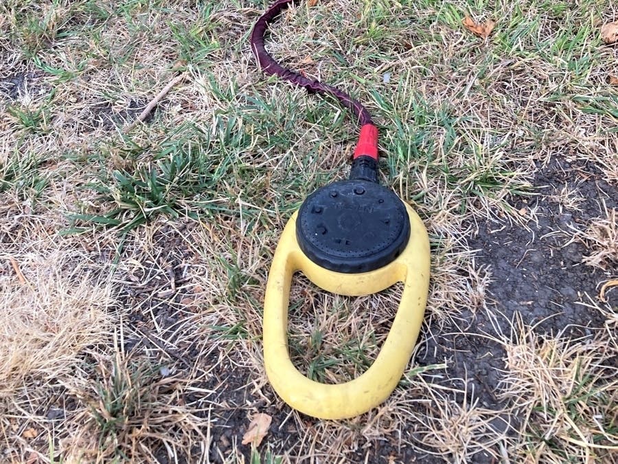 This sprinkler is no where near where the homeowner left it.
