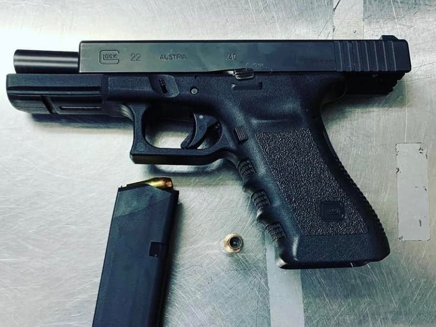 Gun seized from a domestic violence suspect.