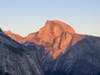 Half Dome illuminated at Yosemite National Park, California.