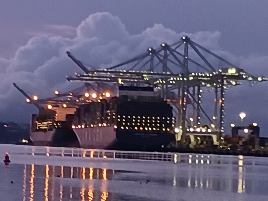 Cargo ship at the Port of Oakland, Calif.
