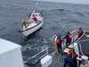 Coast Guard Cutter Tern crewmembers towed a demasted sailing vessel with three people aboard to San Francisco Thursday, May 25.