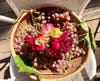 Concord grapes and flowers harvested on Labor Day in San Leandro.
