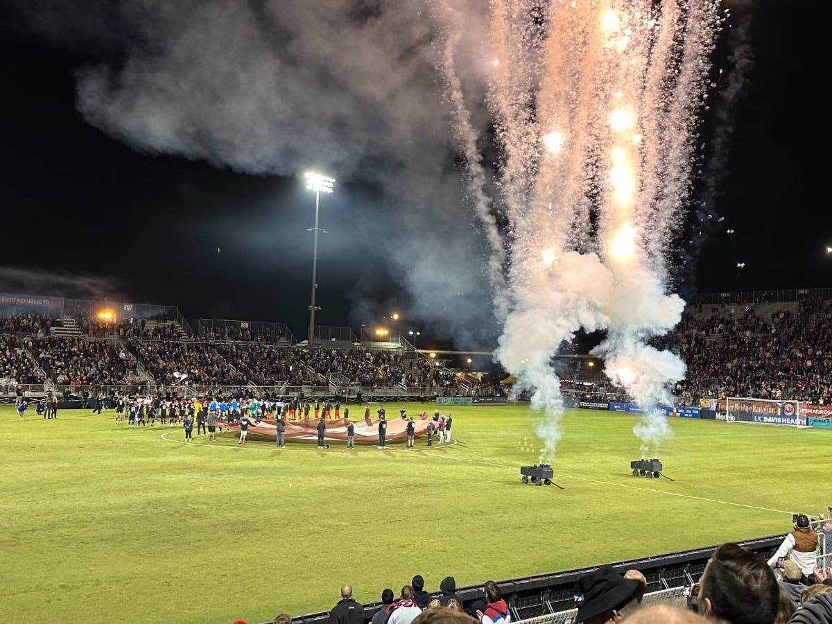 Pre-game ceremony at Heart Health Park on Oct. 27, 2023.