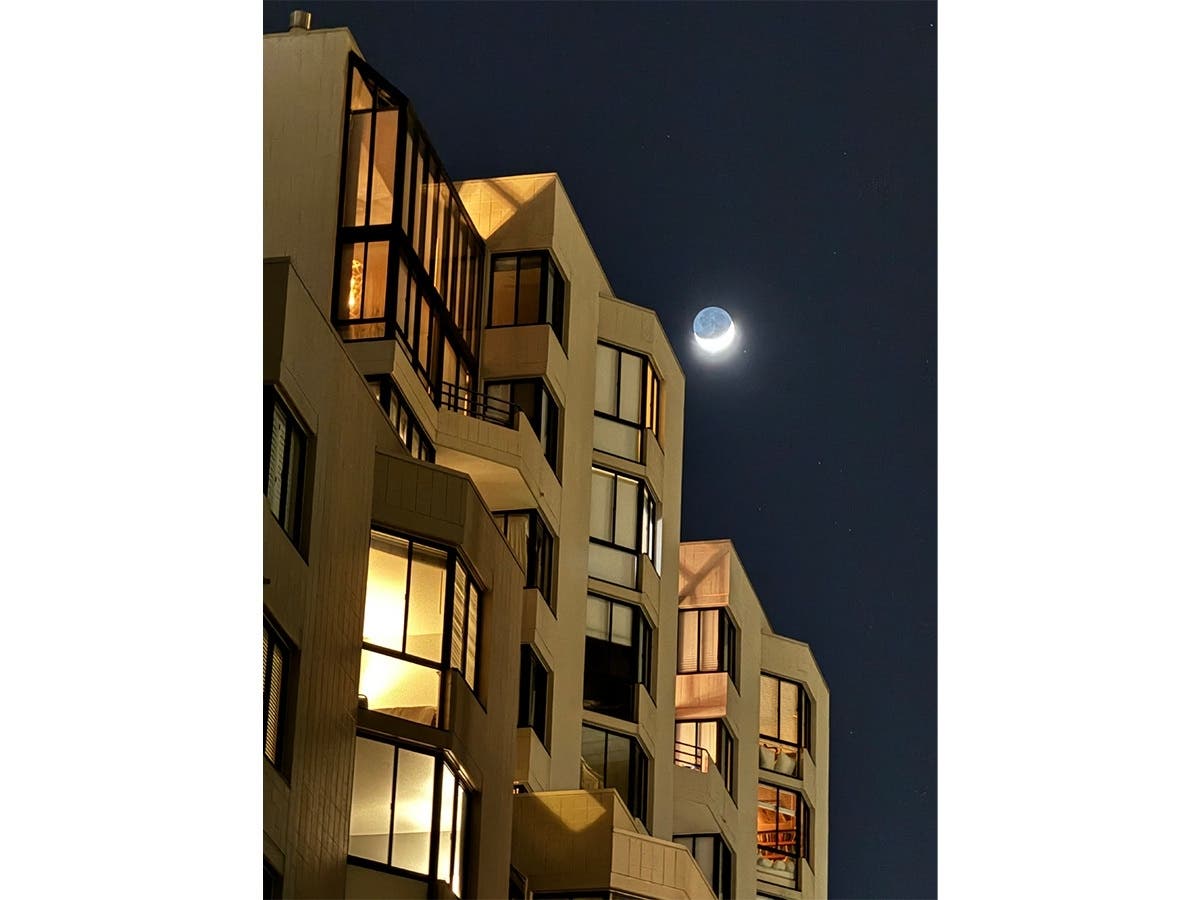 New moon over Nob Hill in San Francisco.