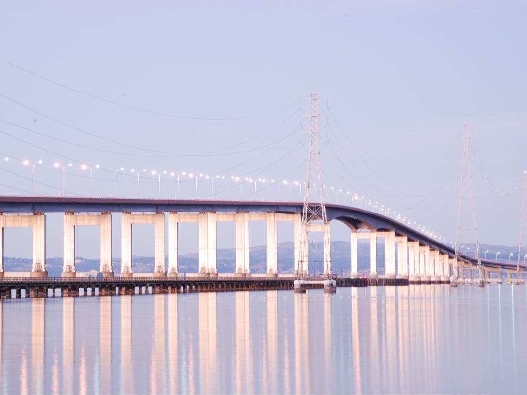 The San Mateo Bridge over San Francisco Bay.