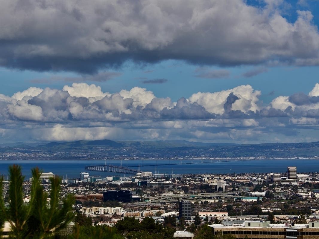 View of San Francisco Bay from the College of San Mateo campus.