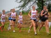 l-r Milton Senior captain Claire Falor, junior Liv Becker, junior Audrey Grose and senior Cara Tenhundfeld midway thru the Bob Blastow Invitational