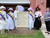 L to R: Effie Pike, Brenda King, Robin Jackmin, Lauren Upton, Registrar Kate Sklikas, Historian Brenda Harris, and Director Janine Eveler