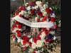 DAR floral wreath, paying respects to the American Gold Star Mothers, and to those Killed in Action buried at the cemetery 