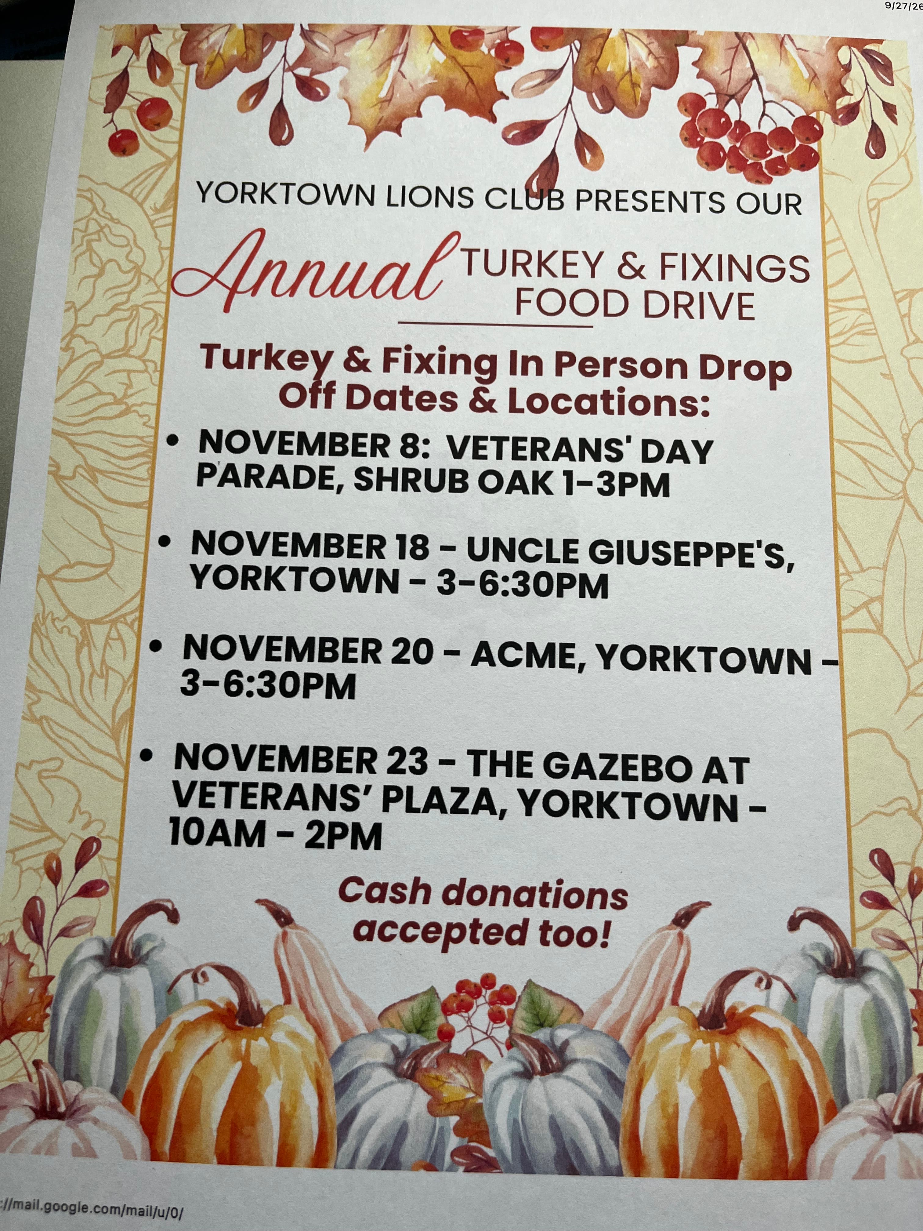 "Yorktown Lions Annual Turkey Drive"