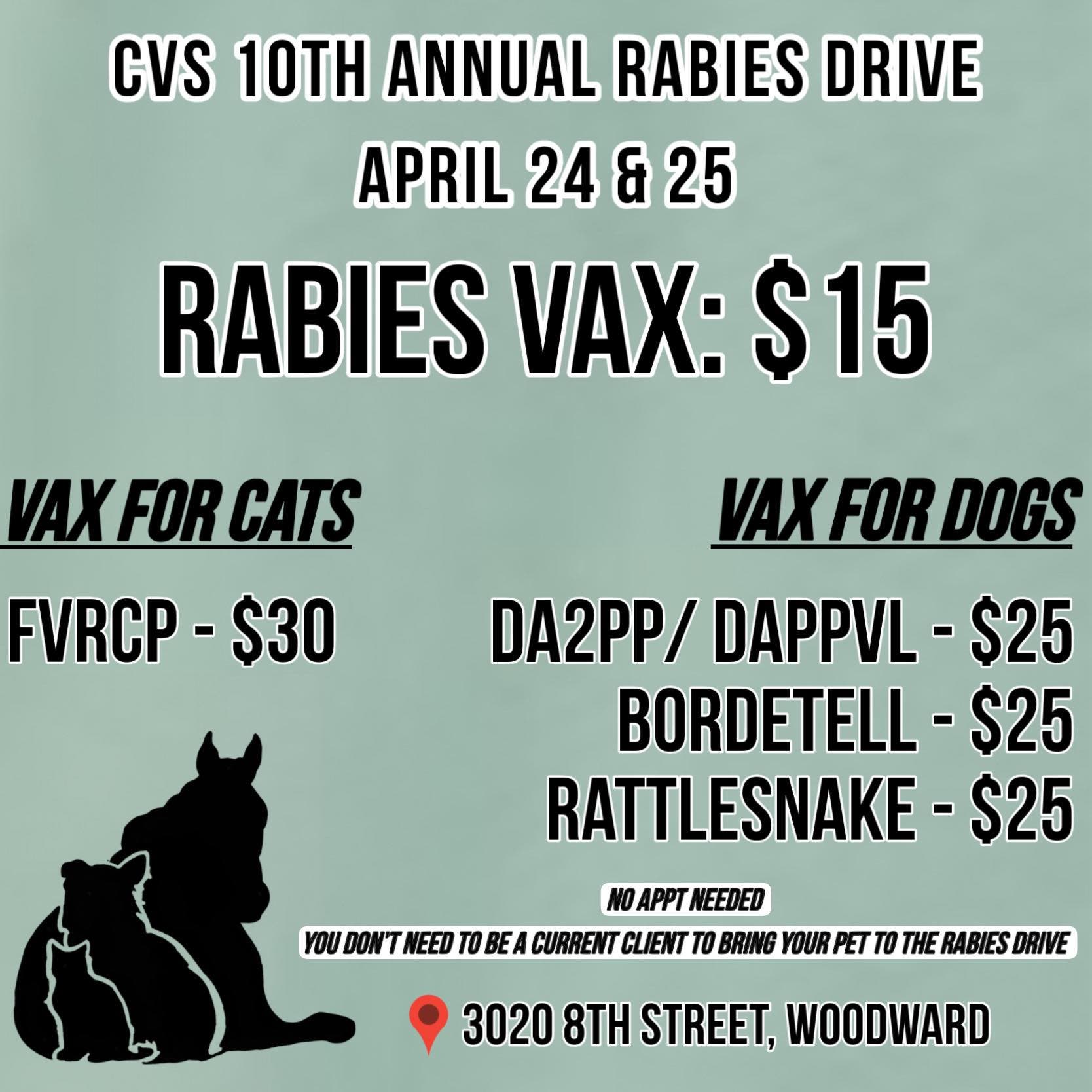 CVS 10th Annual Rabies Drive - April 24th and 25th