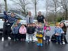 Waddler Class at Kangaroo Kids learns how troopers are our friends thanks to Trooper Kris 