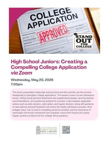 High School Juniors: Creating a Compelling College Application, Workshop Via Zoom