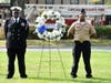 ENS Victor Thomas & Caleb Campbell, both students at Bloom High School and a members of the Bloom NJROTC program stand at attention during the high school's annual 9/11 Memorial Ceremony.