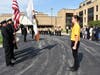 Carlos Luna, a senior at Bloom high school stands at attention during the annual 9/11 ceremony