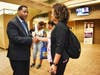 Dr. Lenell Navarre greets guests and parents at the District 206 Parent University 