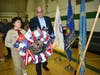 Troy Bartee from Boy Scout Troop 112 helps Mayor David Gonzalez place the wreath during the Veterans Day Ceremony.