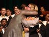 Claire Jakubisin,Marian Catholic's choir director gives a hug to Vonda Hardesty, the accompanist. After 19 years, it was the final concert at Marian Catholic for Hardesty.