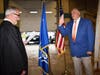 Retired Judge Stanfa, gives the oath of office to his nephew Joseph Stanfa. He is the Highway Commissioner for Bloom Township. 