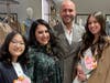 Young women leader models -- Ying Li, Christine Salazar and Abby Kushman -- with Davide Gervasi, fashion coordinator at Max Mara  