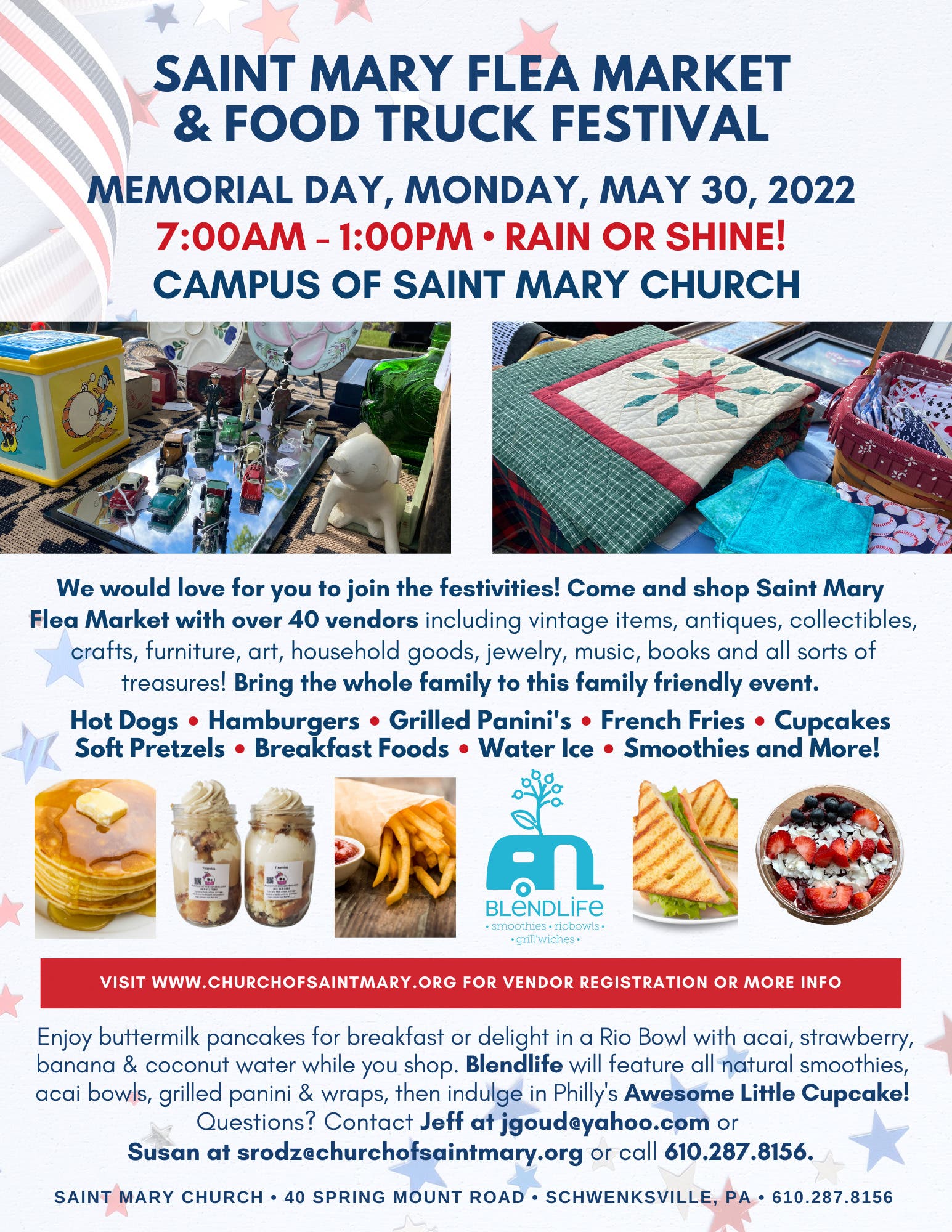 May 30 Saint Mary Memorial Day Flea Market And Food Truck Festival Perkiomen Valley PA Patch