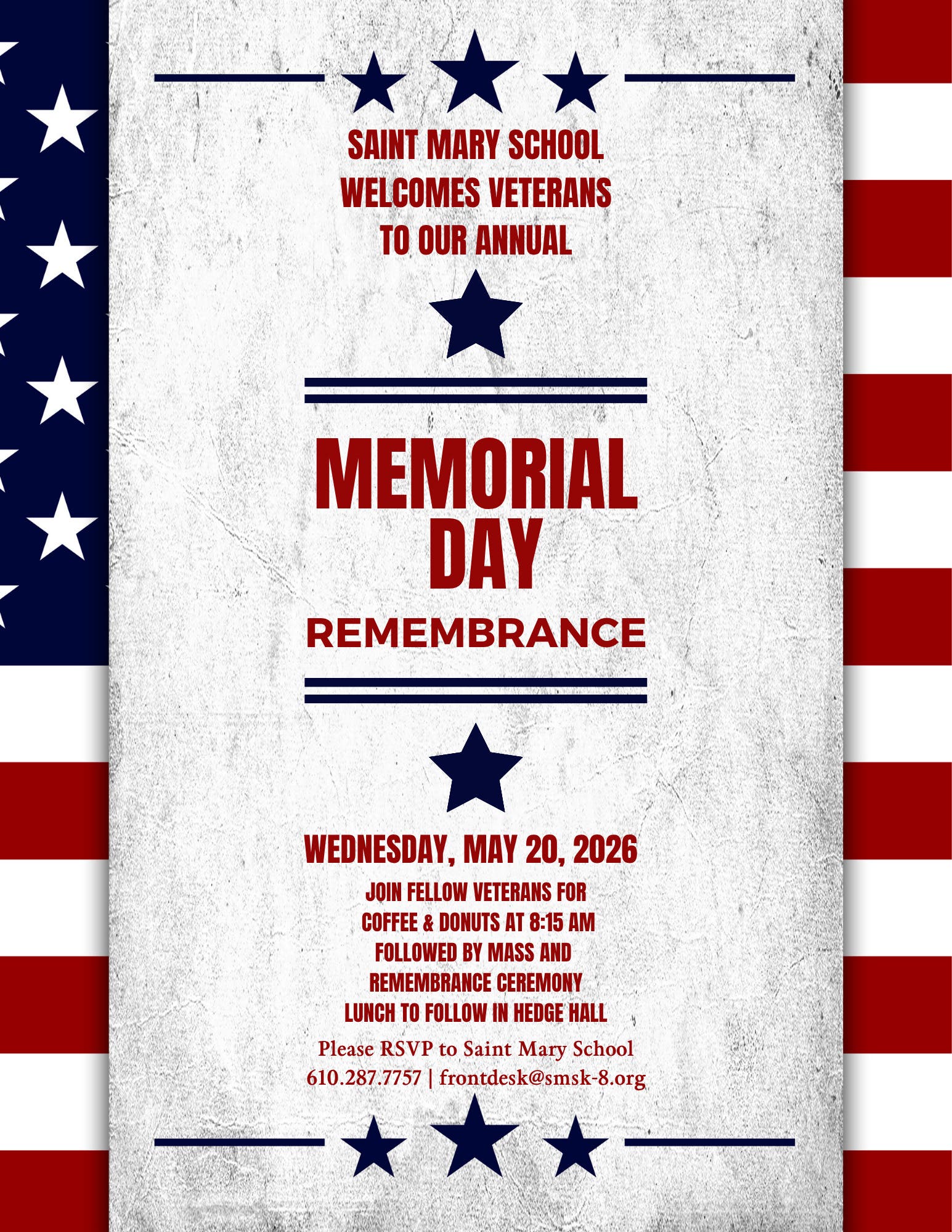 Saint Mary Memorial Day Remembrance on May 20th
