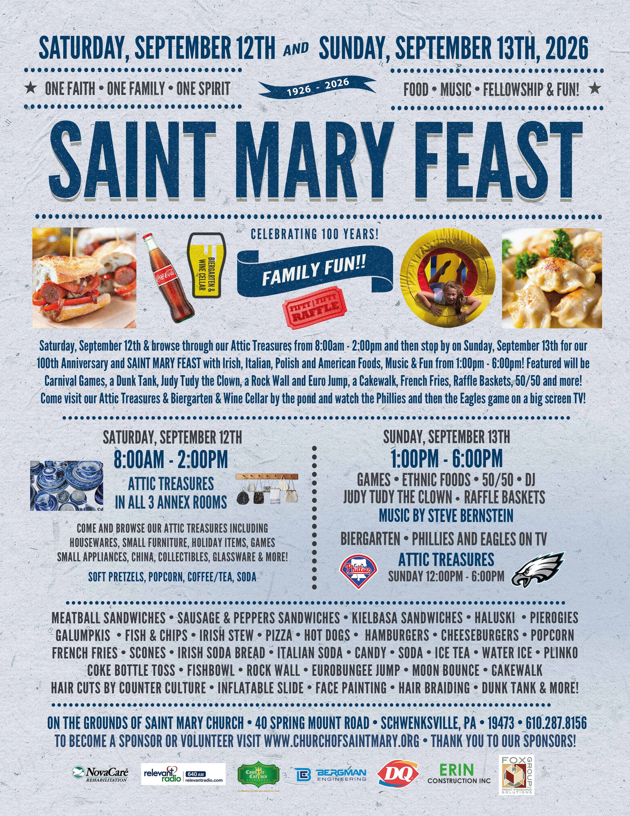 Saint Mary Feast on Saturday, September 12th and Sunday, September 13th