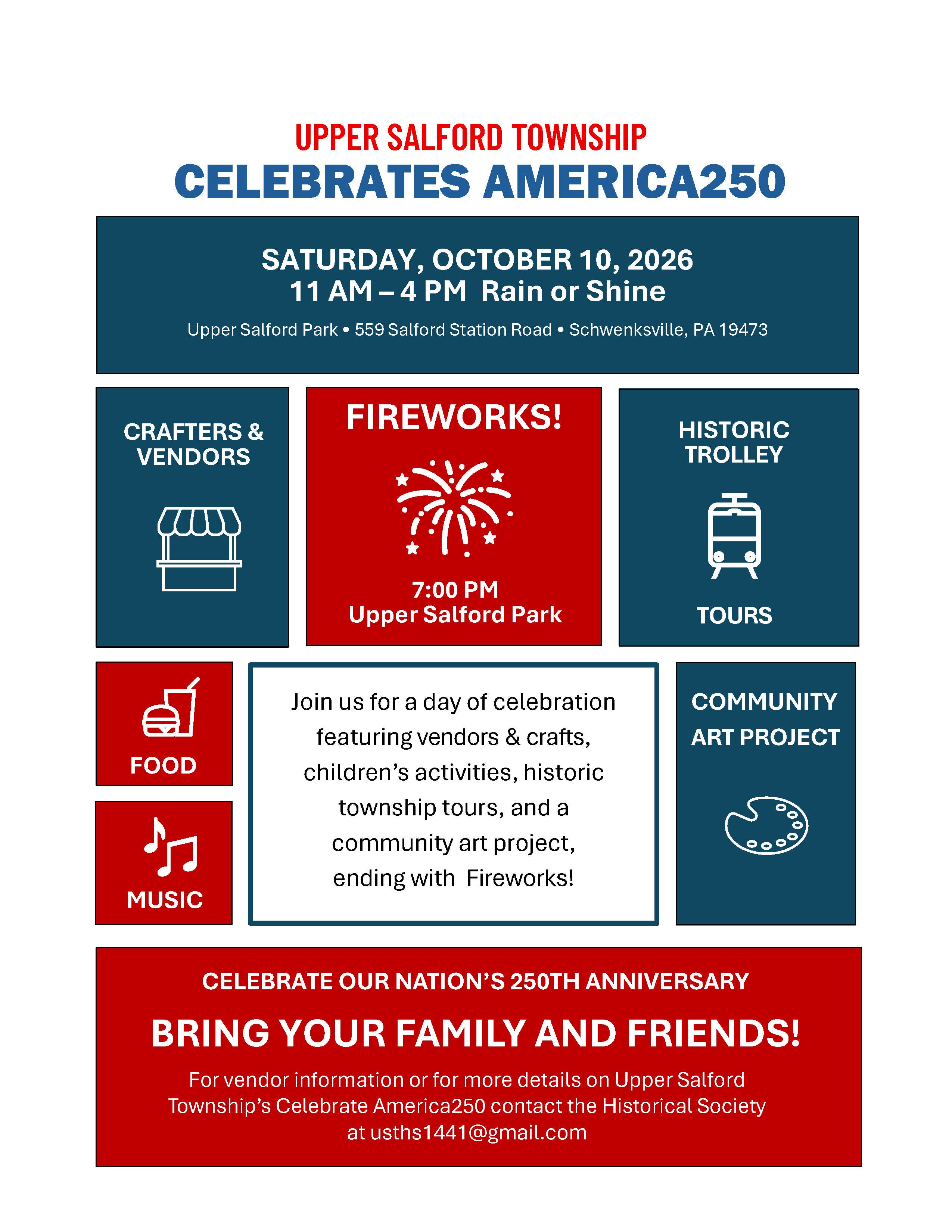 Upper Salford Park - Celebrates America 250 on October 10th