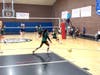 No hope: Newbury Park watches a speedy hit bounce without being able to dig it.