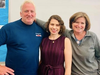 Hanna Switlekowski catches up with teacher mentors Glenn Shiebler and Courtnay Malcolm before speaking to the freshmen class. 