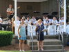 Emma Fisler and Lisa Jolicoeur with the Foxboro High School Jazz Band 