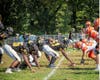 The Uniondale High School Knights football team lining up against the Hicksville Comets for the annual Homecoming football game. 