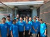 Eighth grade students from the Silverstein Hebrew Academy outside of the Haber House Senior Center in Coney Island. 